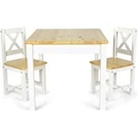 Leomark Mesa y sillas de Madera para niños - Pola - Juego de Muebles Infantiles en el Estilo escandinavo (Blanco-Pino…